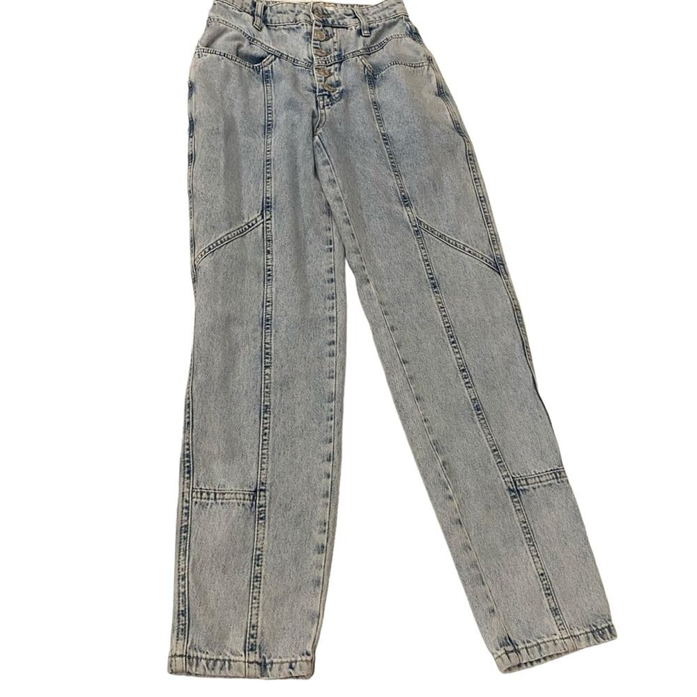 Free People Acid Wash Front Seamed High Rise Jean size 25